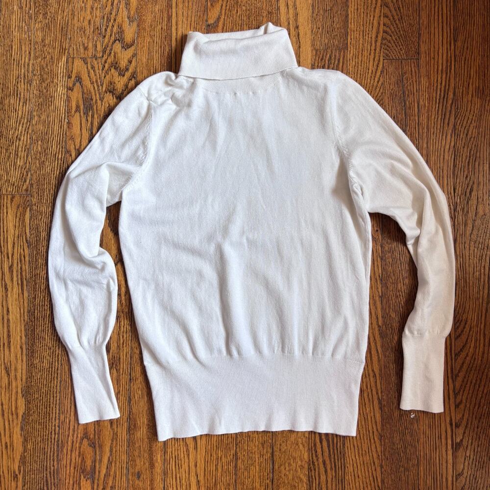 Banana Republic Silk Cotton Cashmere Turtleneck Sweater White Medium